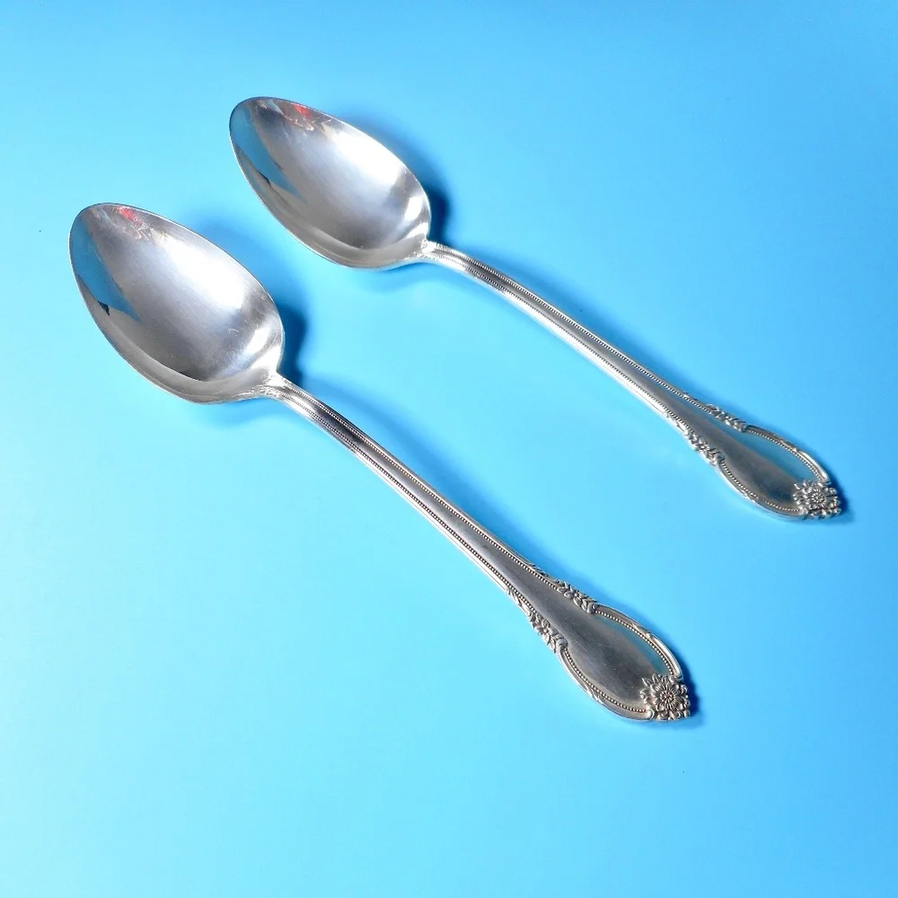 2 Rogers 1847 IS Remembrance Tablespoon Serving Spoon Silver Plated 8 1/2